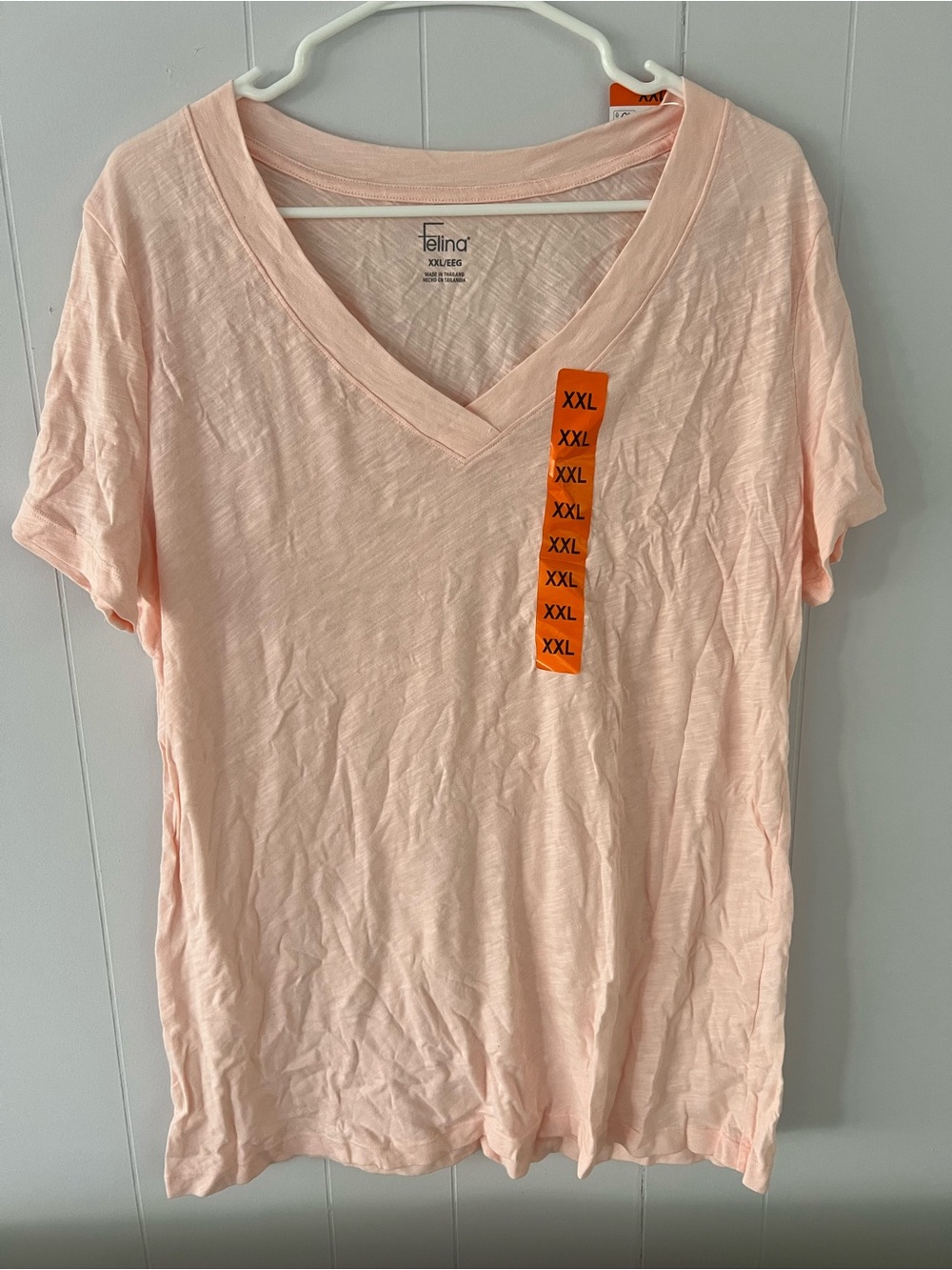 Felina Light Peach V-Neck Short Sleeve Tee #58